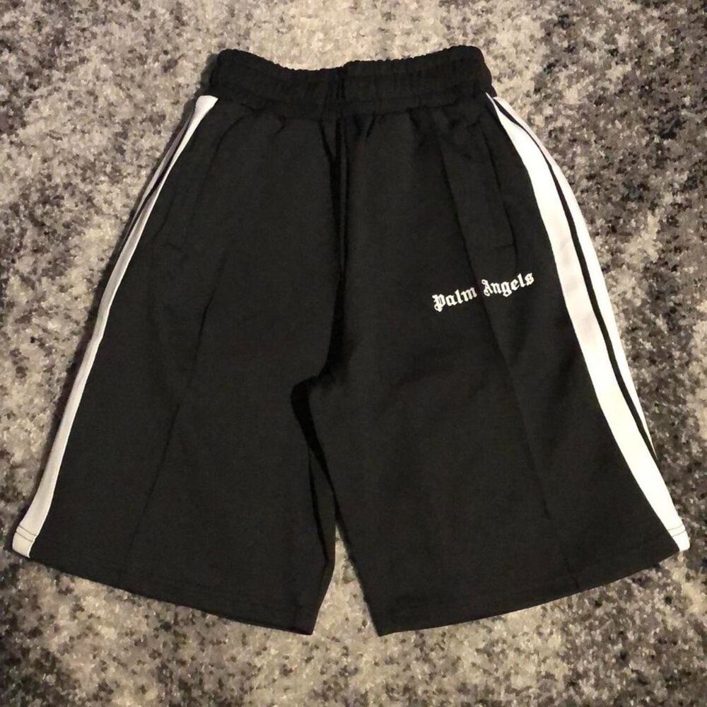 Palm Angels Black Print Logo Track Shorts